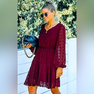 Maroon long sleeve dress